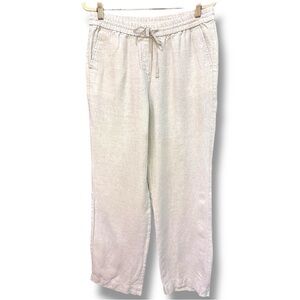 Talbots Neutral 100% Linen Drawstring Pants in Natural Beige. Size Small